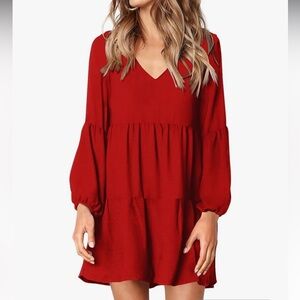 Fun and flirty red dress with trendy sleeve